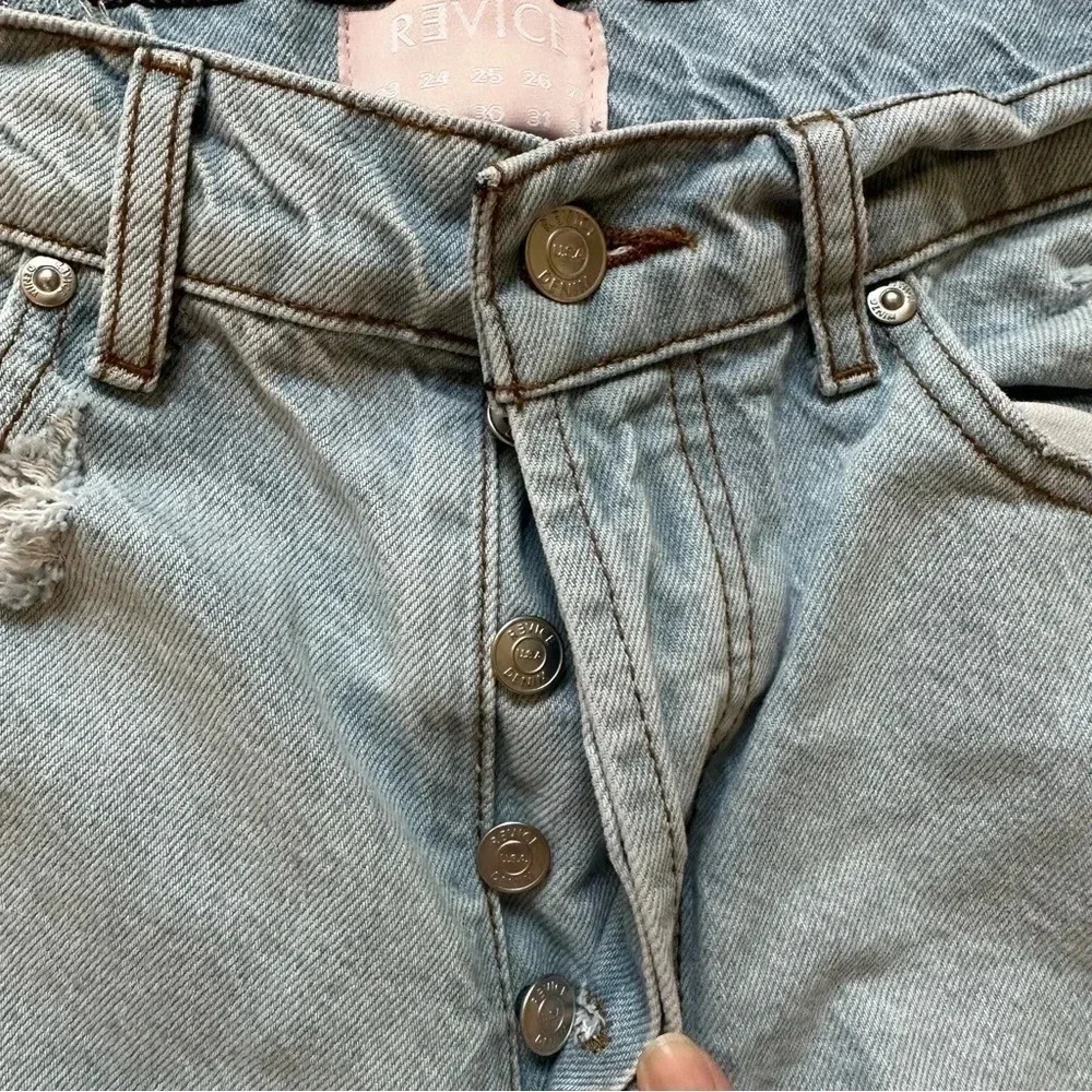 Revice Denim Light Wash Distressed Straight Leg Jeans Size 28 GUC